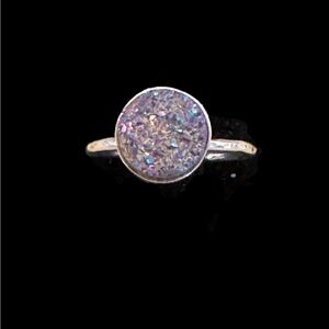 Sterling Silver Lavender Druzy Round Ring